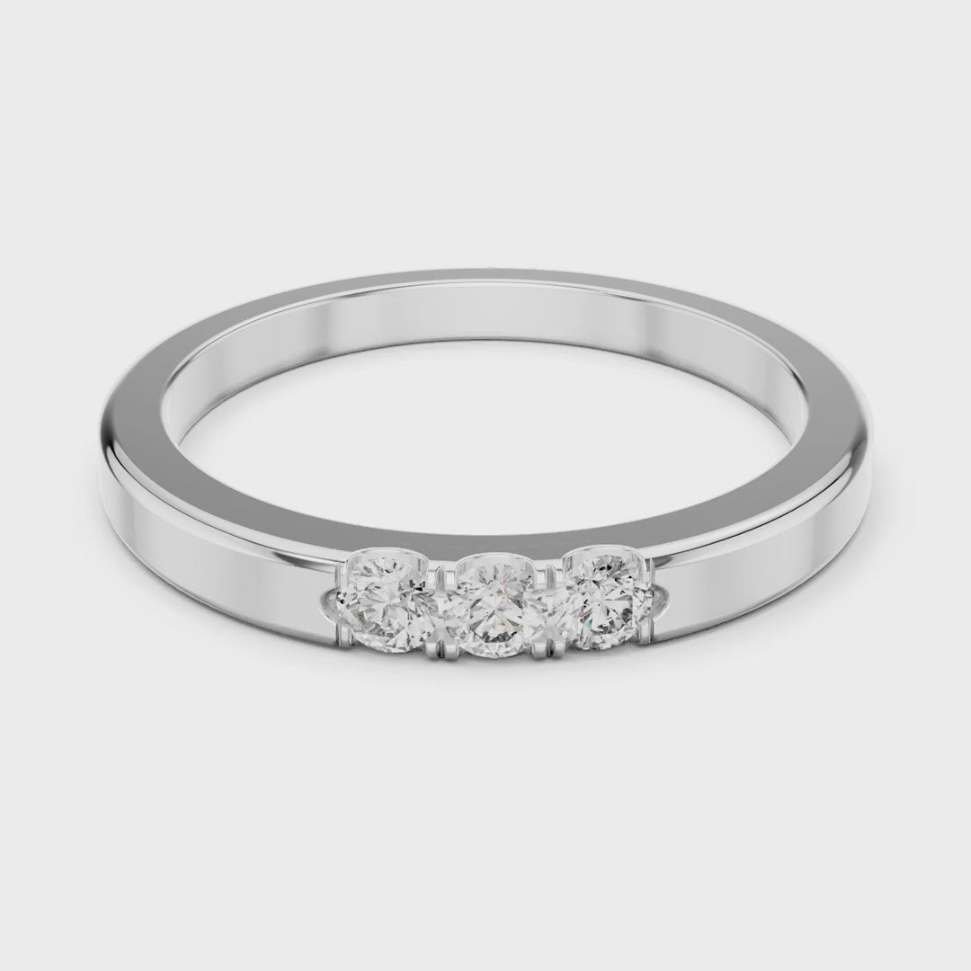 MJR058 - Round Brilliant Triple Stone Flush Placed Band