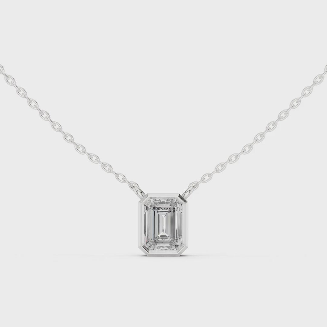 MJP38 - Bezel Solitaire Emerald-Cut Pendant