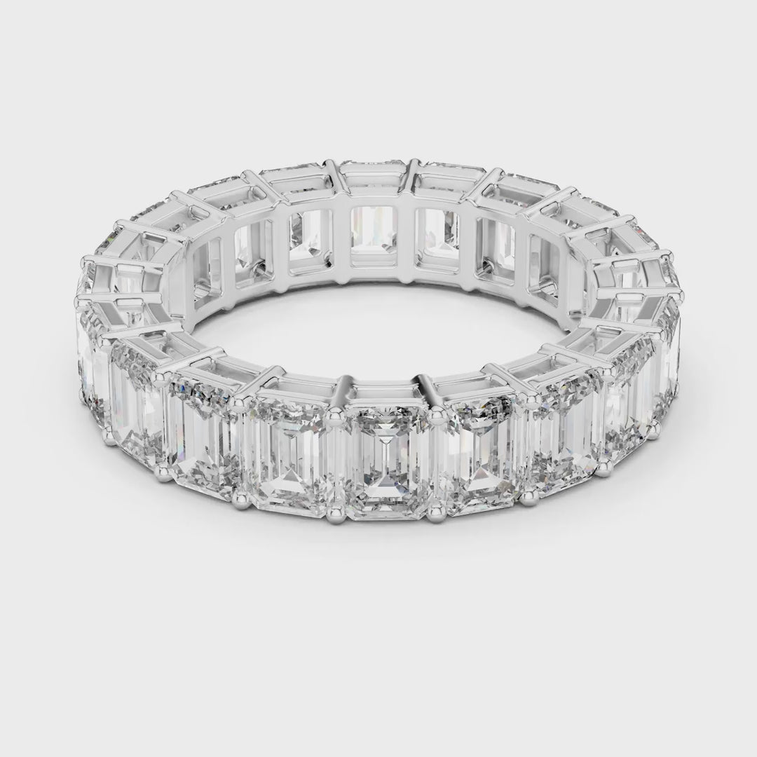MJET003 - Emerald Cut Shared Prong Full Eternity Band