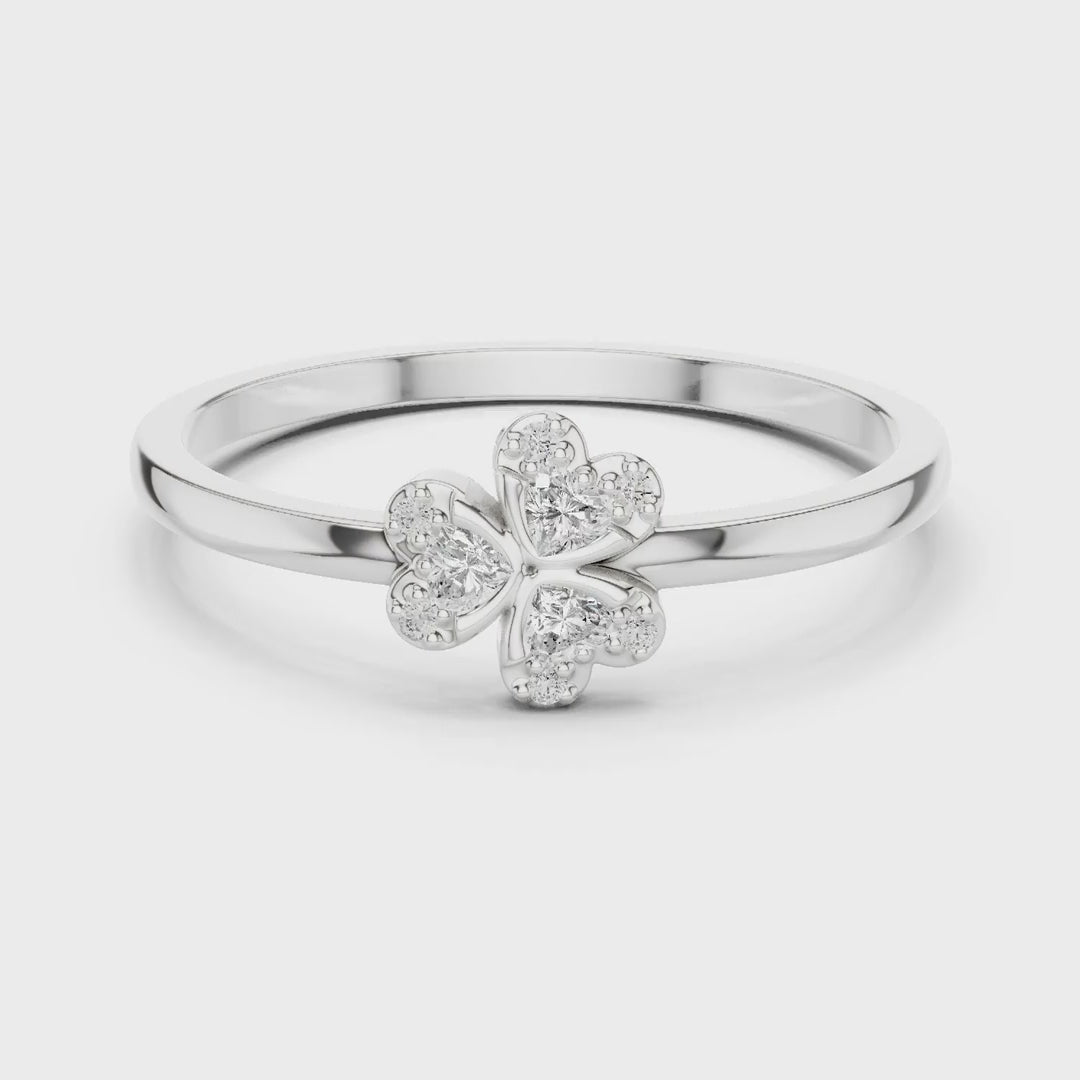 MJCLS7 - Dainty Heart Shaped Petal Flower Blossom Ring