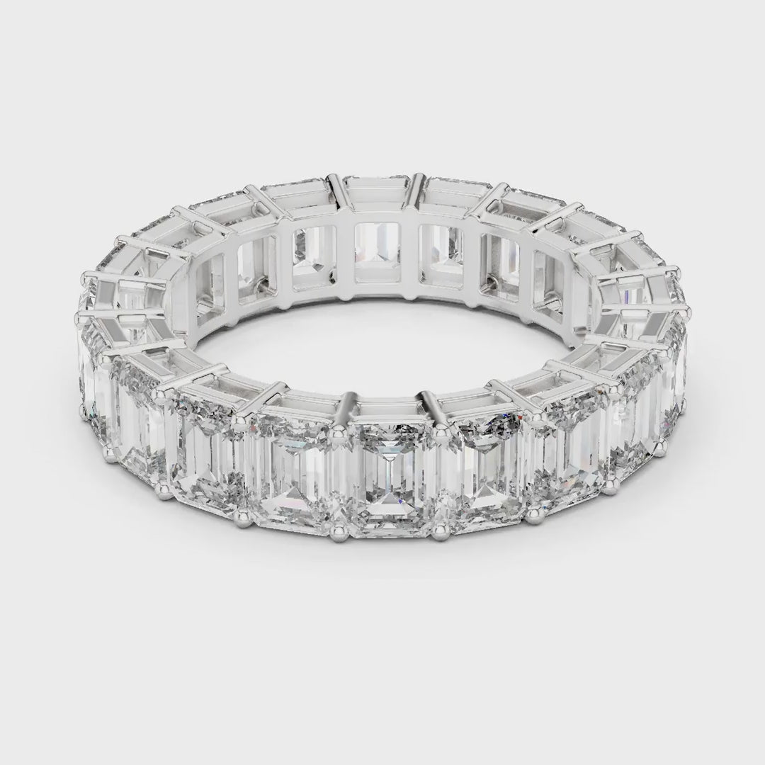 MJET024 - Emerald Cut Shared Prong Full Eternity Wedding Band