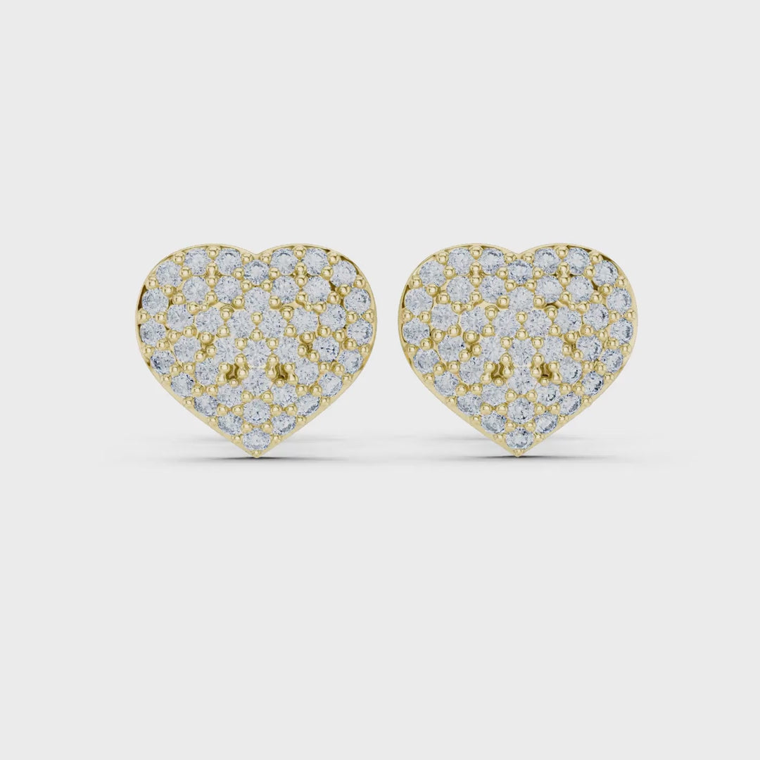 MJER77 - Glimmering Puffed Heart Post Earrings