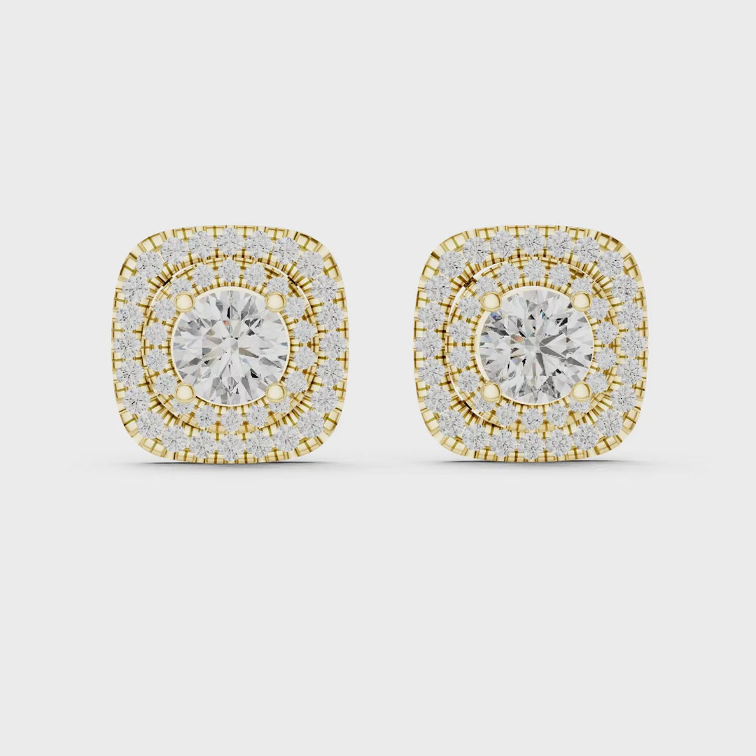 MJER09 - Tiered Pavé Border Solitaire Earrings