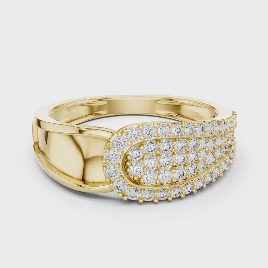 MJAR005 - Asymmetric Teardrop Medallion Wide Statement Ring