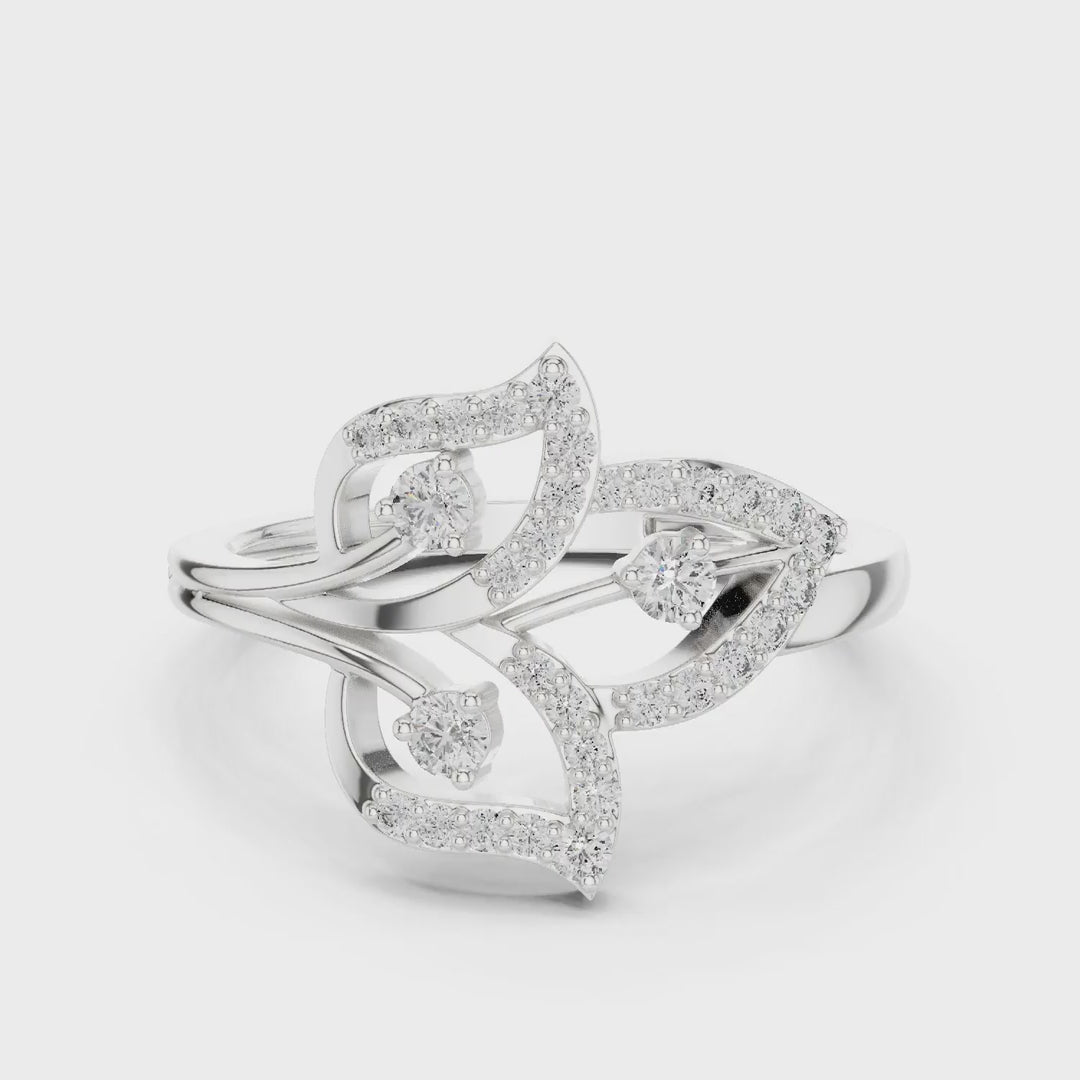 MJA010 - Botanical Three-Leaf Diamond Statement Ring