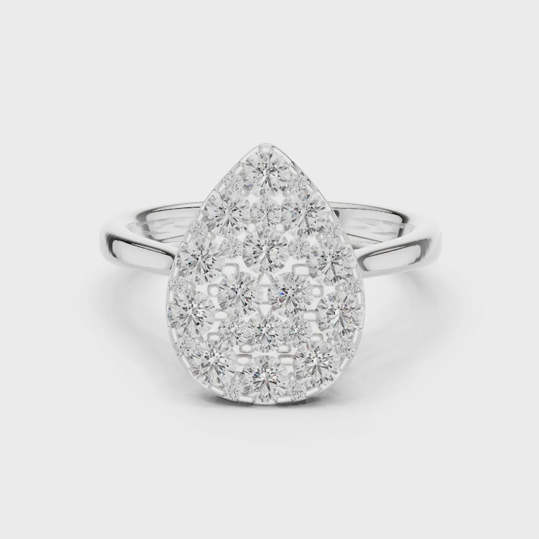 MJCLS6 - Elegant Pear Mosaic Flat Top Ring with Wire Gallery