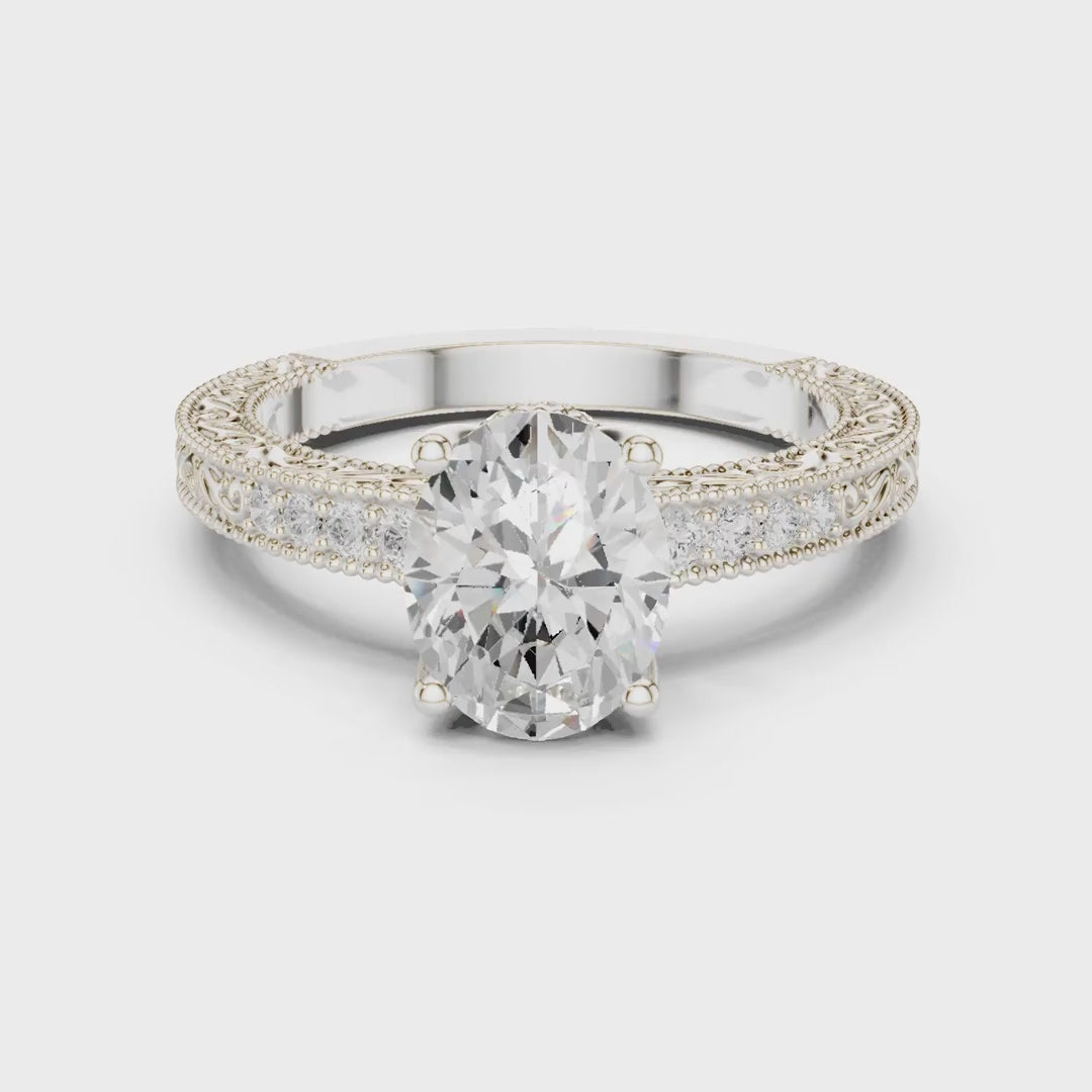 MJA016 - Oval Cut Vintage Style Solitaire Ring