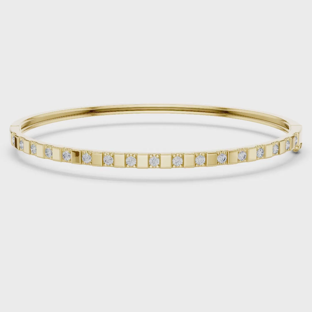 MJBR25 - Bar Spaced Round Gemstone Hinged Bangle