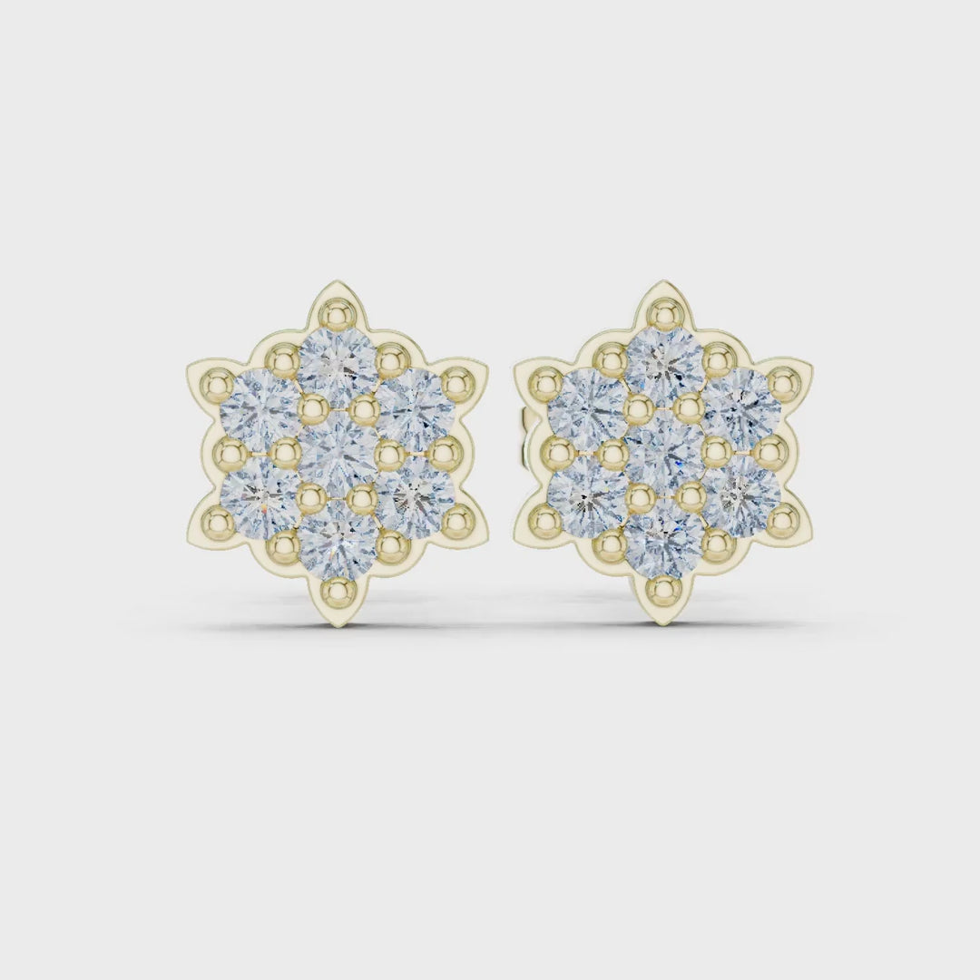 MJER68 - Floral Mosaic Pavé-Set Post Earrings