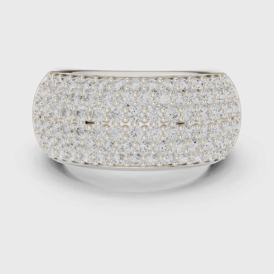 MJA021 - Micro Pavé Domed Cocktail Ring with Tapered Band
