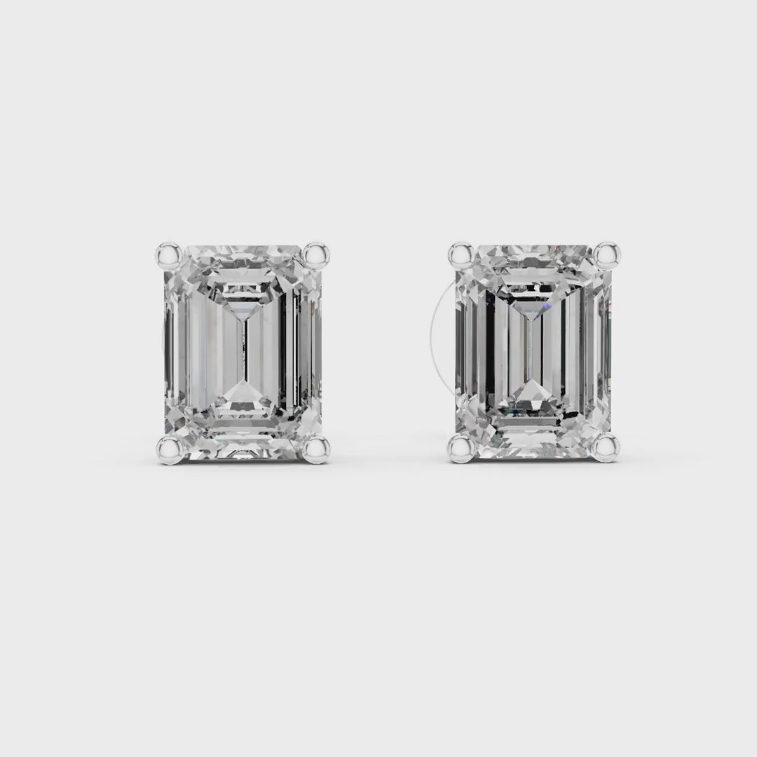 MJER06 - Emerald Cut Solitaire Stud Earrings