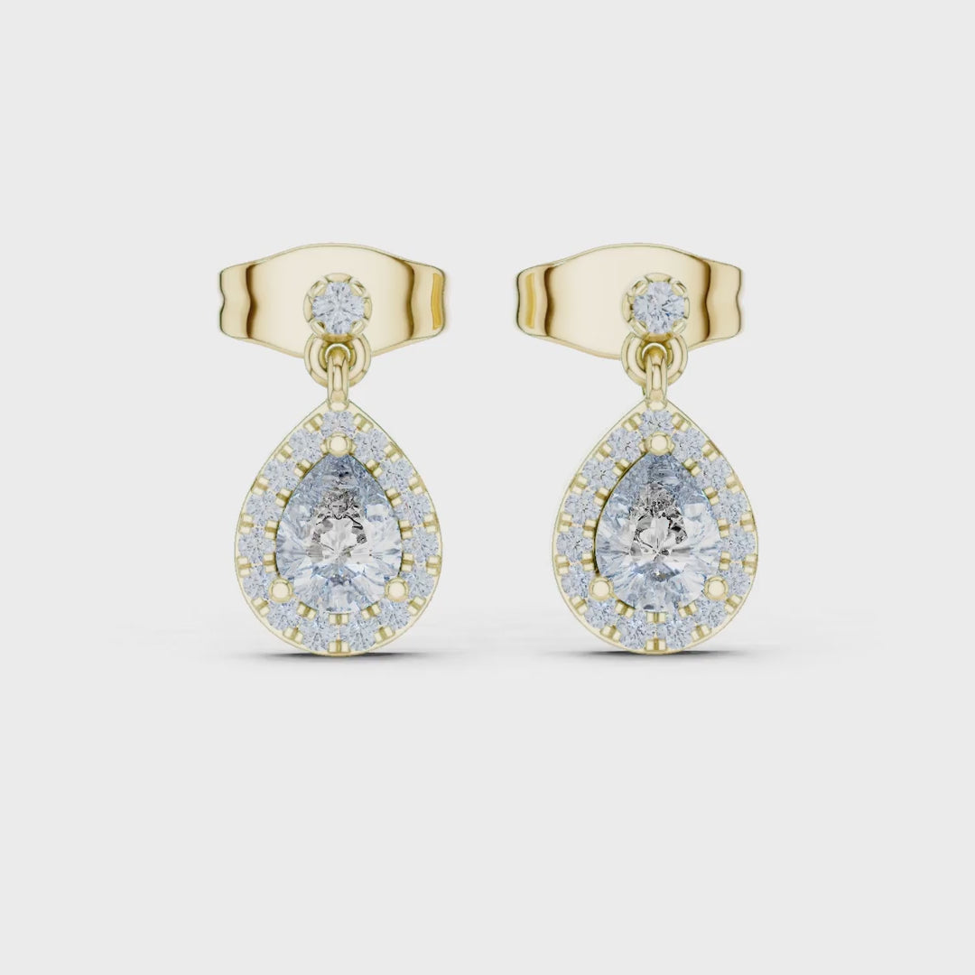 MJER48 - Suspended Teardrop Halo Drop Earrings