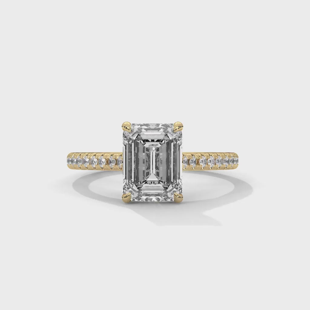 MJBS21 - Emerald Cut Pavé Solitaire Engagement Ring