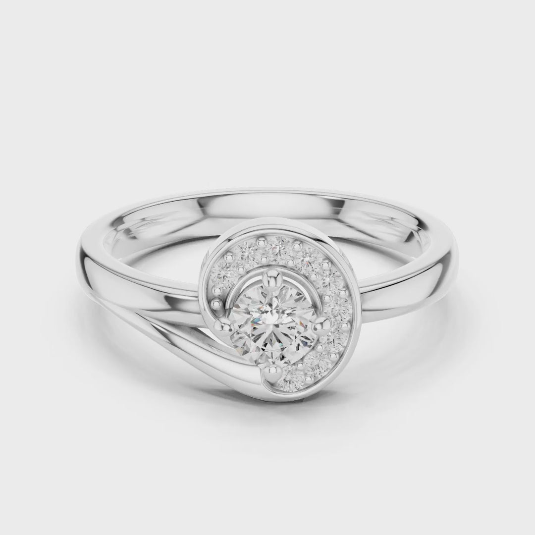 MJR066 - Elegant Vortex Motif Swirling Accent Bridal Ring
