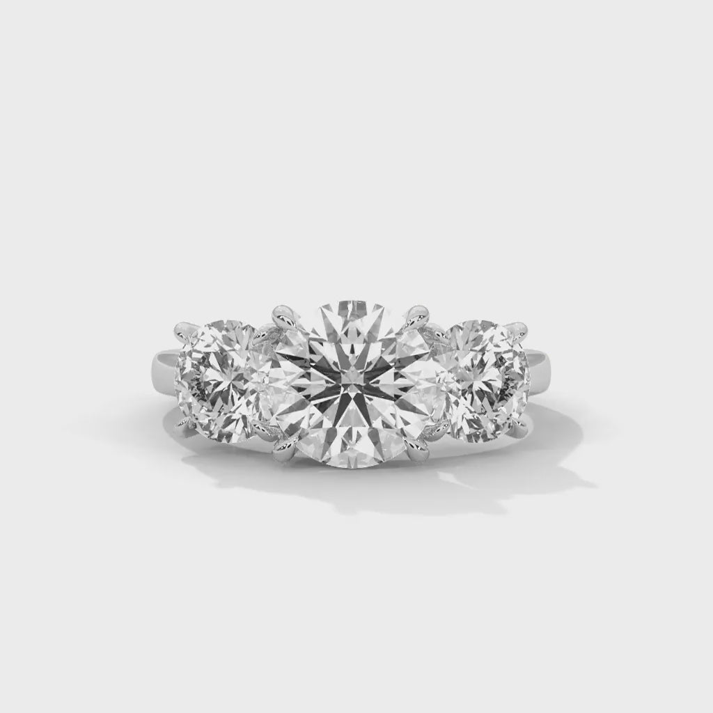 MJBS36 - Round Brilliant Trilogy Engagement Ring with Polished Band