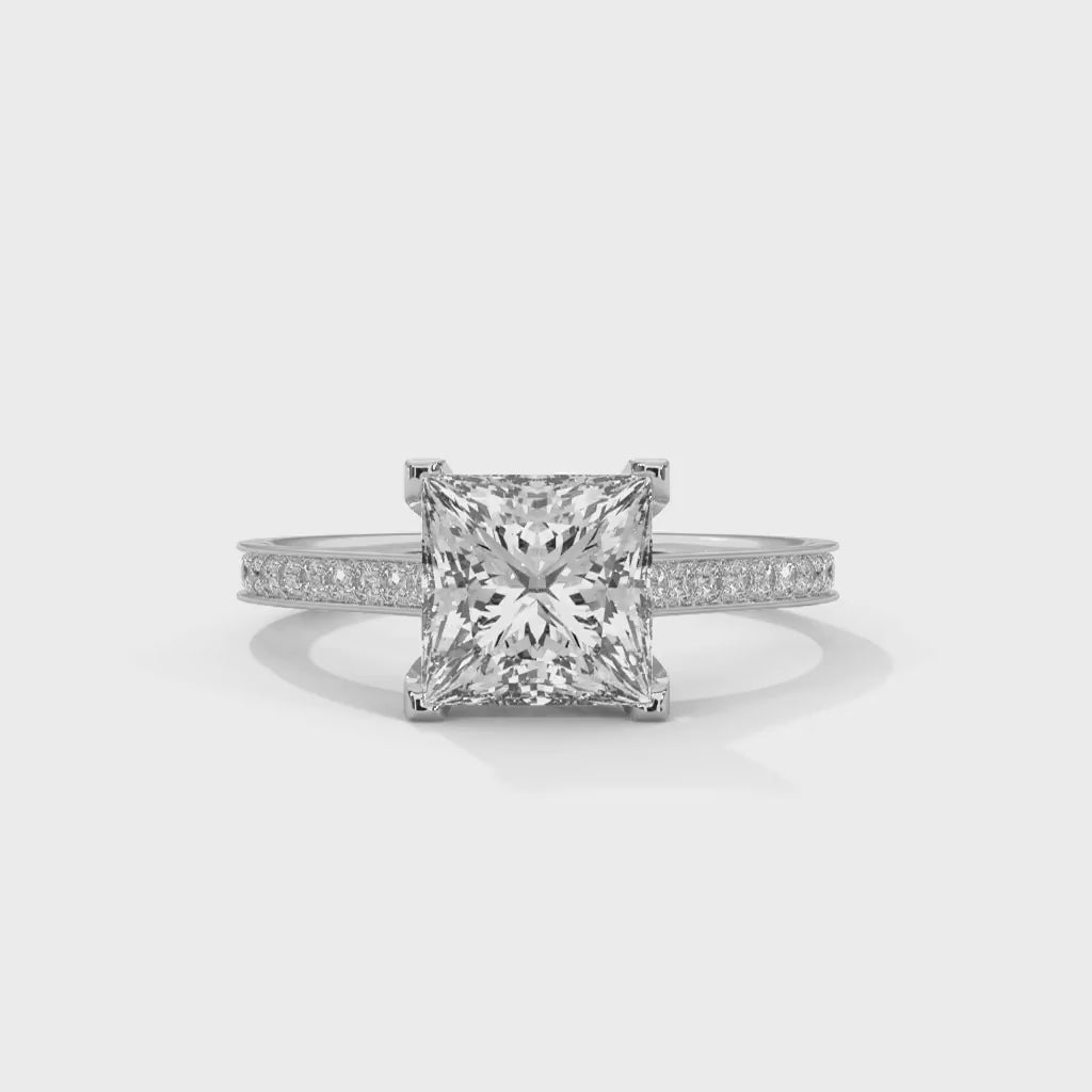 MJBS53 - Classic Silhouette Princess Prong-Set Wedding Band