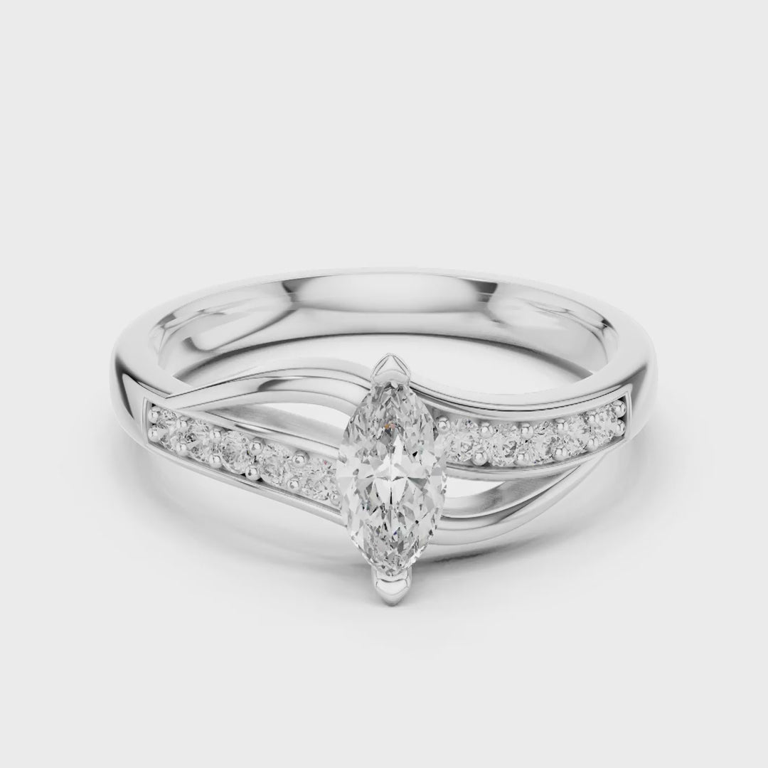 MJR056 - Marquise Cut Fluid Wave Split Shank Ring