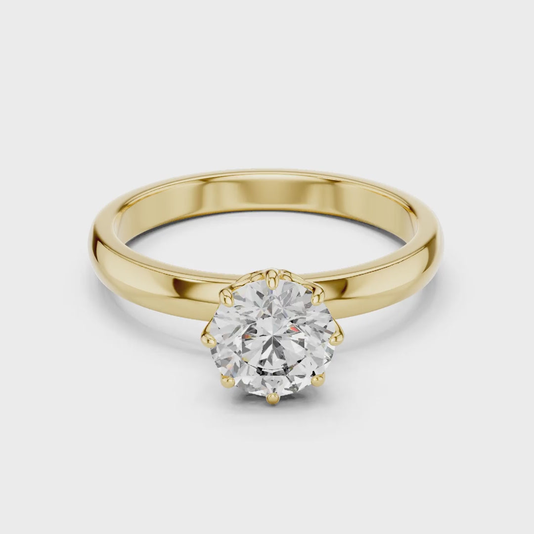 MJR002-Classic Round Solitaire Ring with 8-Prong Setting