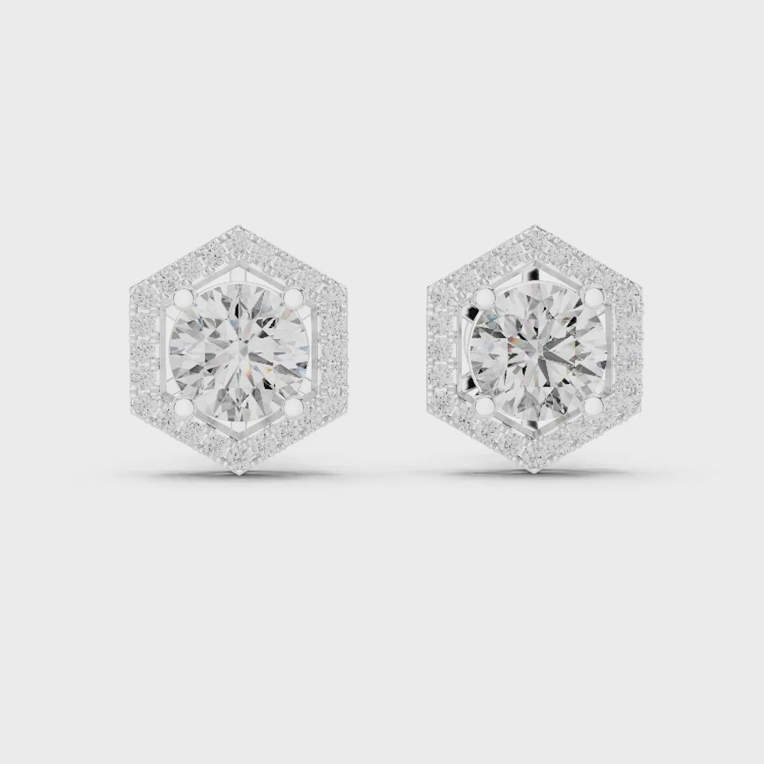 MJER10 - Hexagon Halo Solitaire Studs