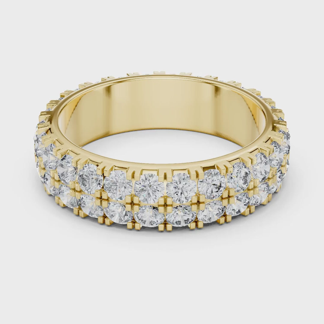 MJET034 - Dual Tier Round Stone Shared Prong Eternity Ring