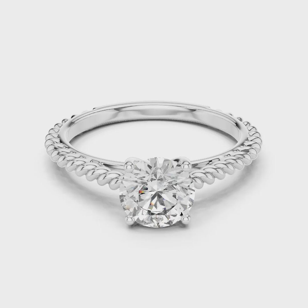 MJR004-Round Brilliant Solitaire Twisted Band Ring