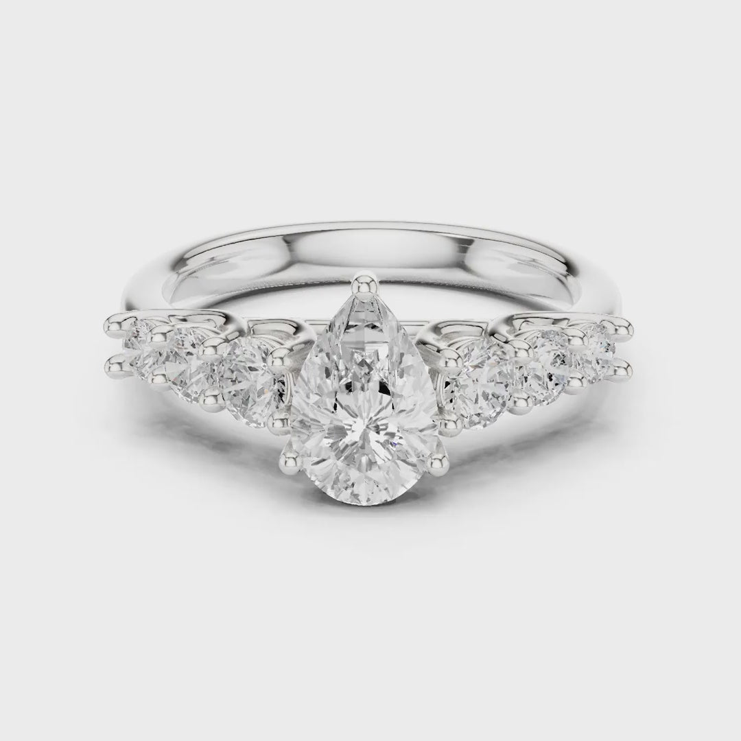 MJR071 - Five Stone Pear Centerpiece Elegant Ring