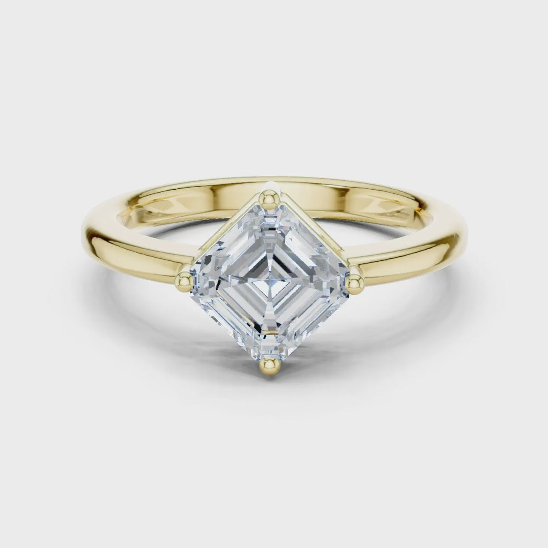 MJR0141 - Kite-Set Asscher Solitaire Ring with Tapered Band