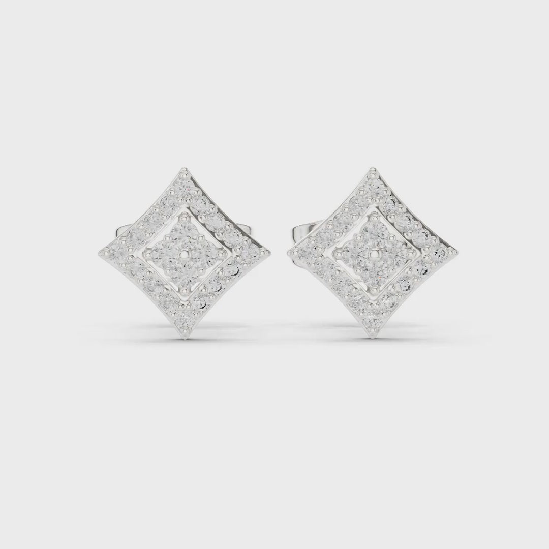 MJER39 - Concentric Rhombus Pavé Studs