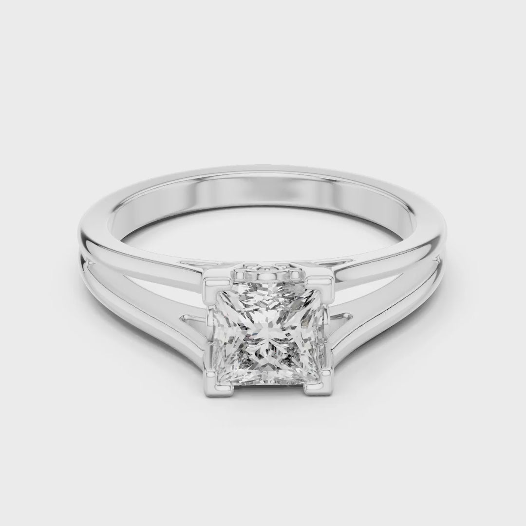 MJR025 - Princess Cut Split Shank Engagement Ring