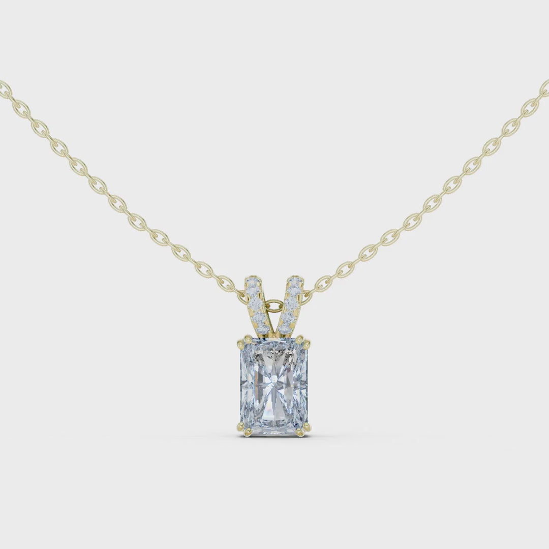 MJP49 - Radiant Emerald Solitaire Split-Bail Pendant