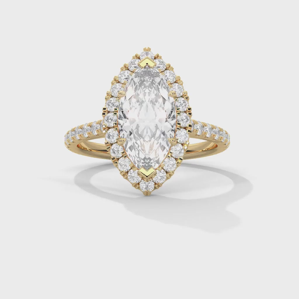 MJBS46 - Marquise Cut French Pavé Halo Engagement Ring