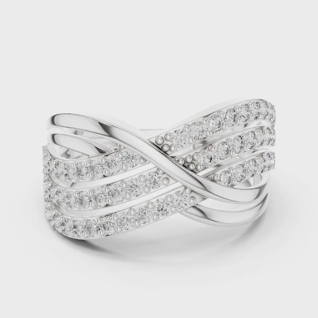 MJA008 - Multi-Row Criss-Cross Diamond Statement Ring