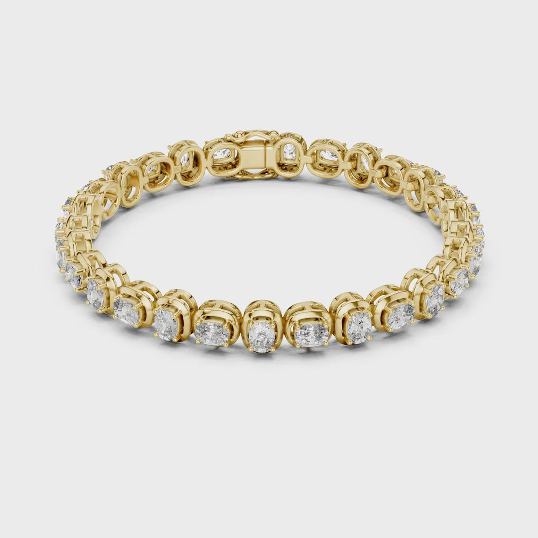 MJBR07 - Oval Gemstone Double Rimmed Tennis Chain