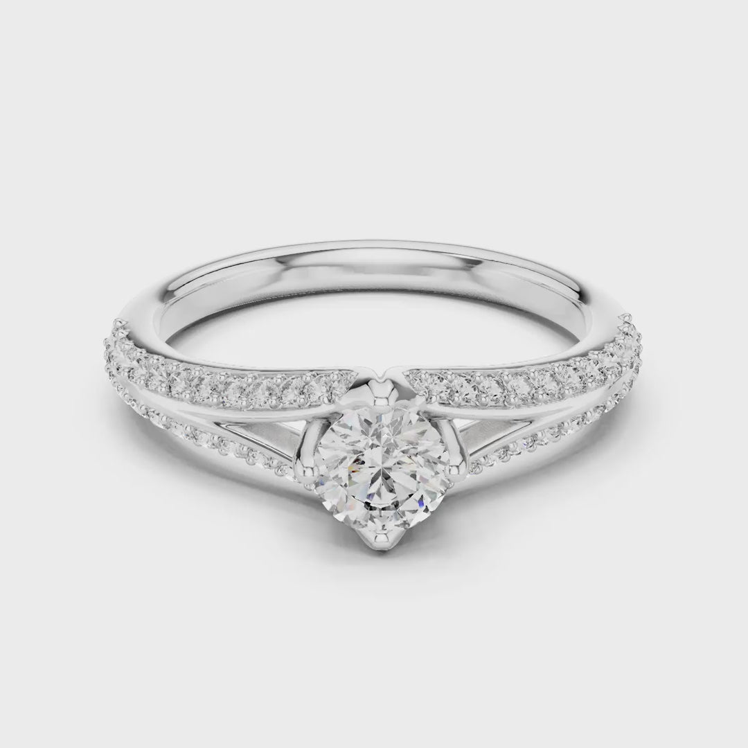 MJCLS1 - Compass Prong Round Solitaire with Woven Accents