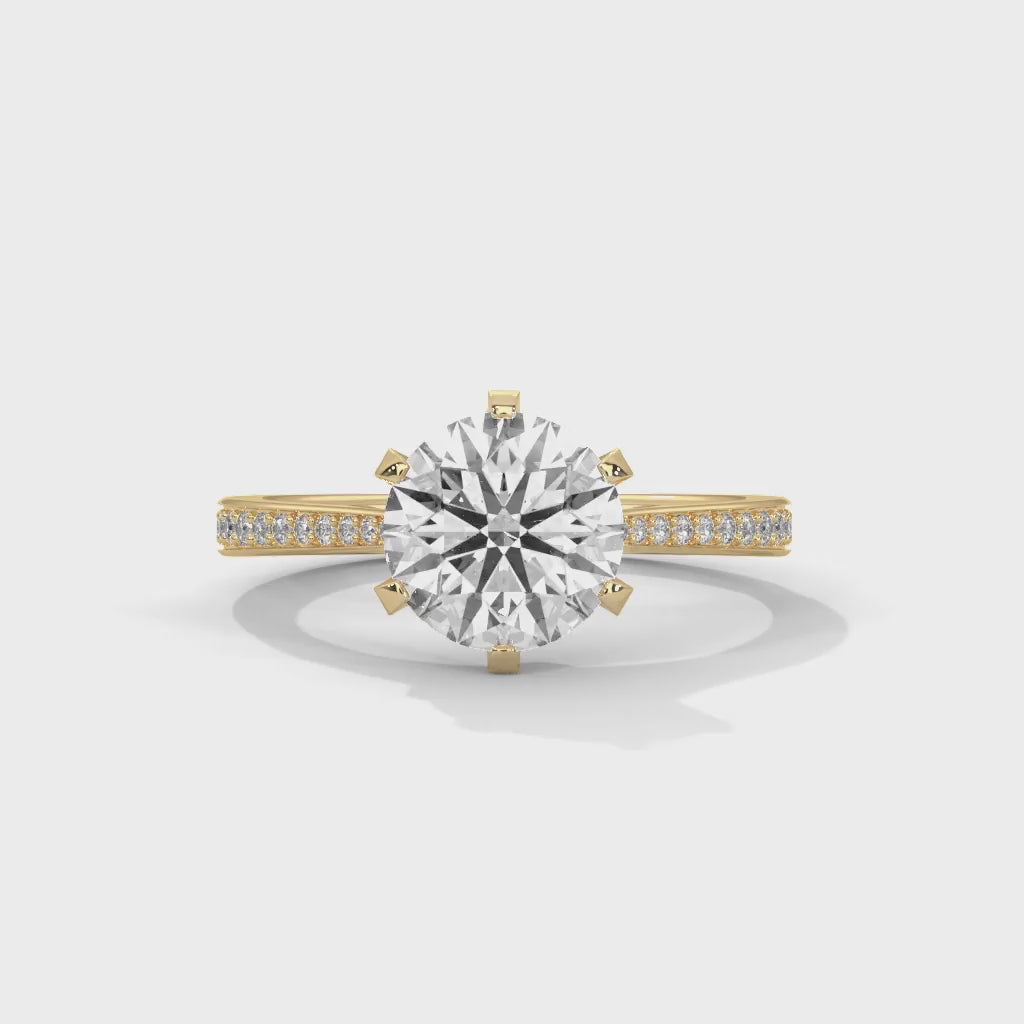 MJBS11 - Six-Claw Round Center Stone Brilliant Promise Ring