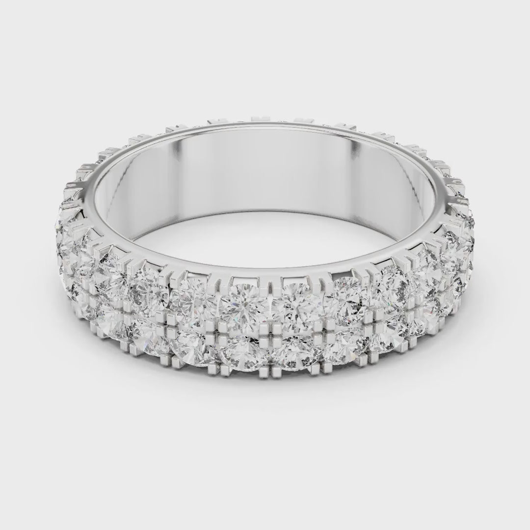 MJET034 - Dual Tier Round Stone Shared Prong Eternity Ring