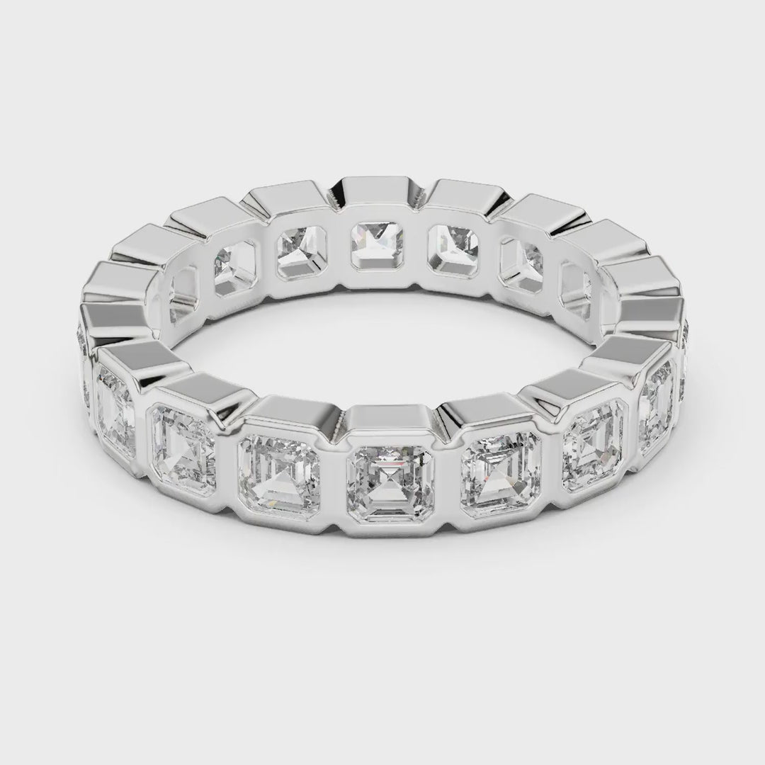 MJET031 - Asscher Cut Bezel Wrapped Full Eternity Band