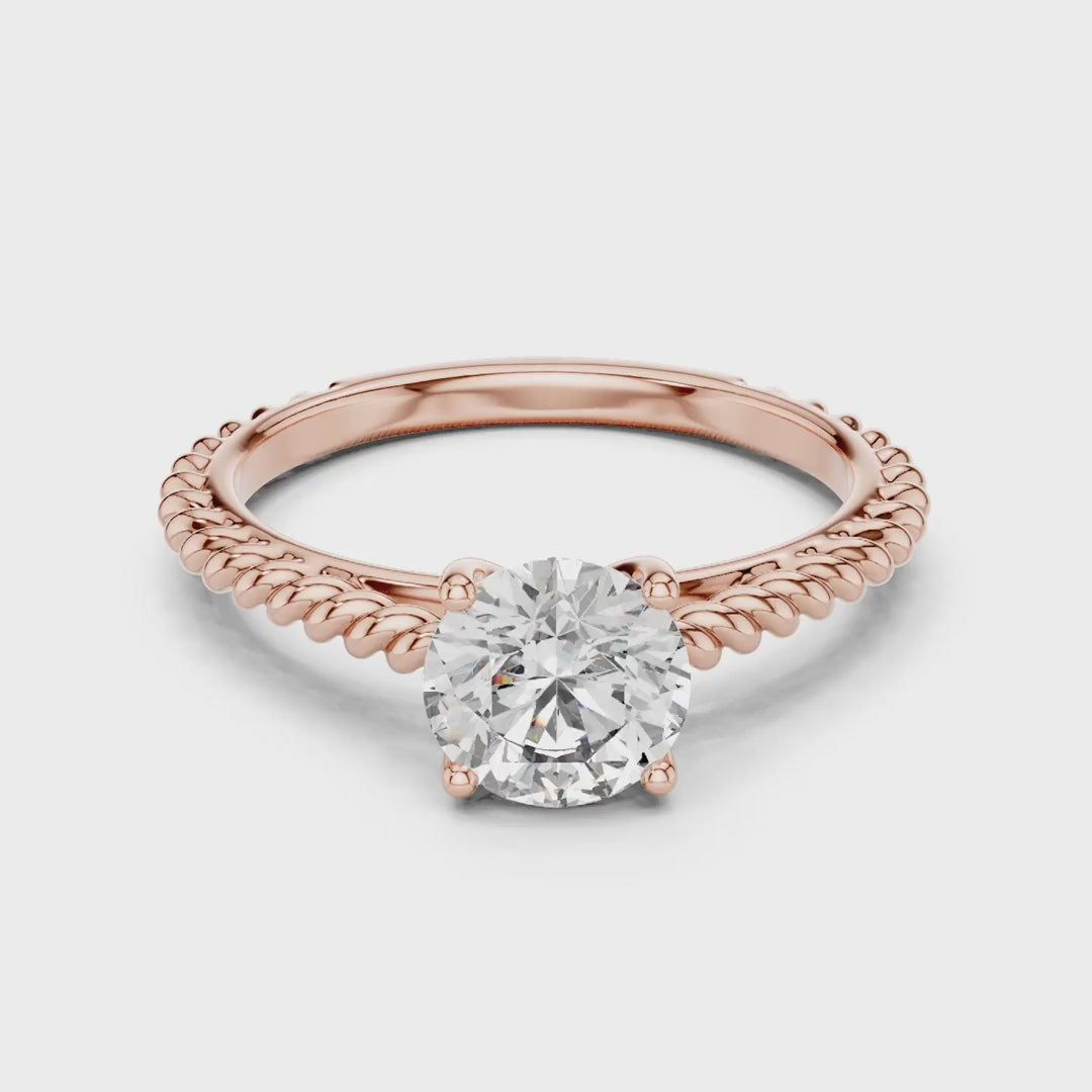 MJR004-Round Brilliant Solitaire Twisted Band Ring