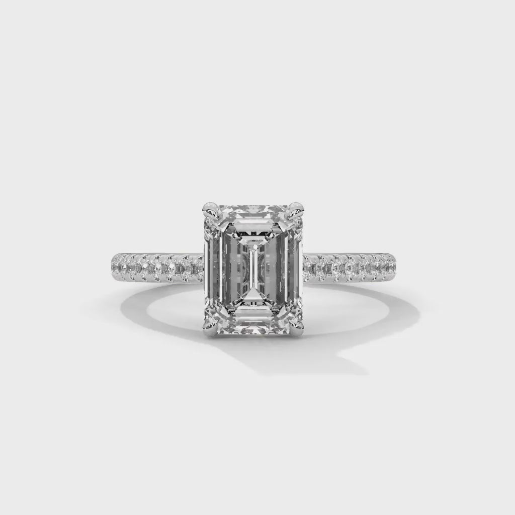 MJBS21 - Emerald Cut Pavé Solitaire Engagement Ring