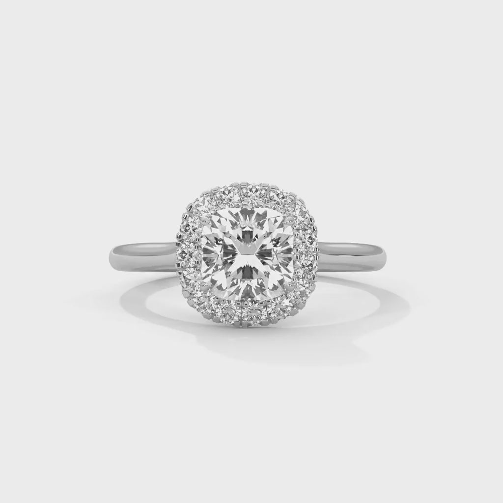 MJBS37 - Pillowy Cushion Shape Solitaire with Shimmering Frame
