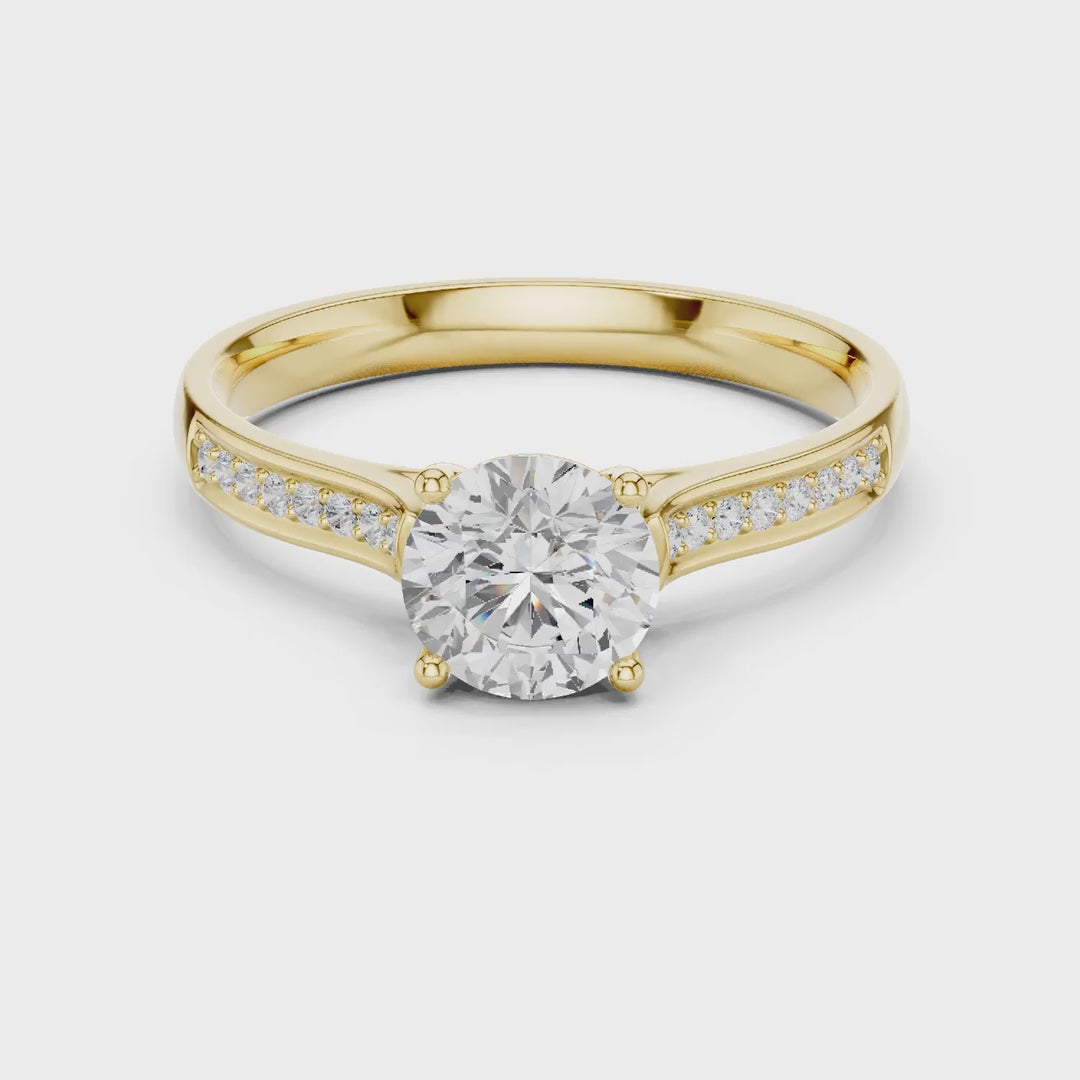 MJR0158 - Round Solitaire Ring with Inset Channel Accented Band