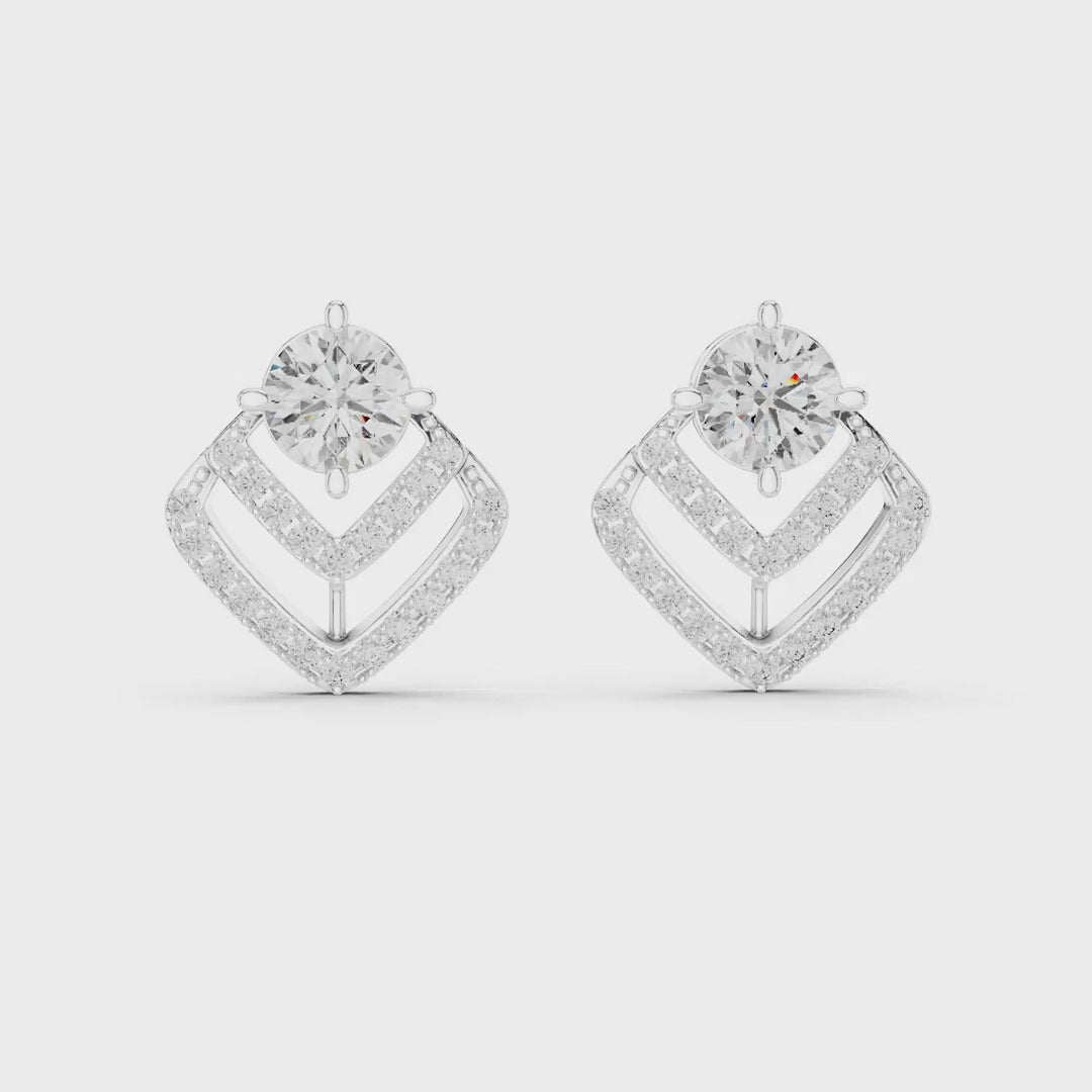 MJER08 - Square Cushion Frame Solitaire Studs
