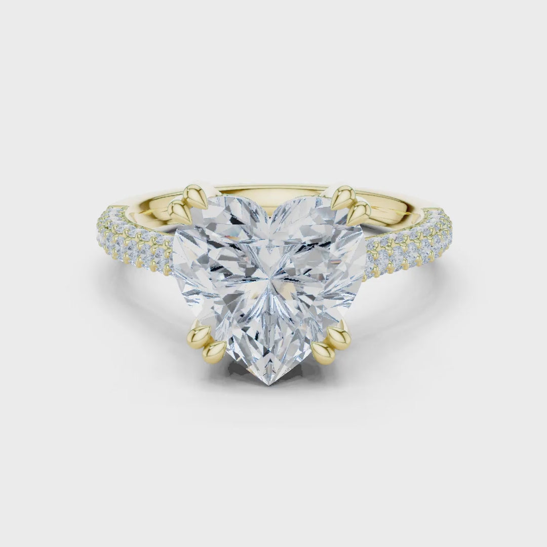 MJR0100 - Heart Shape Engagement Ring with Hidden Sparkle Collar