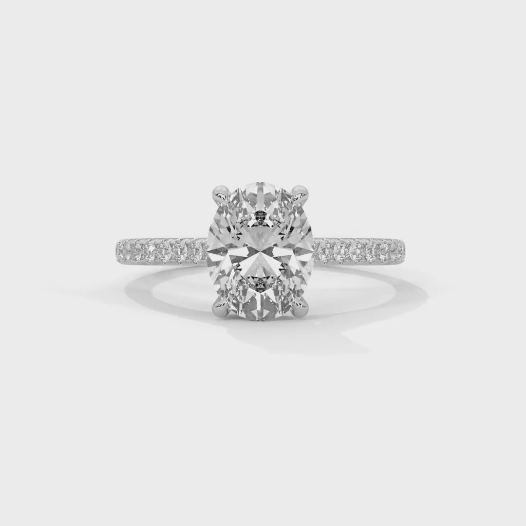 MJBS1 - Oval Solitaire Engagement Ring with Delicate Accents