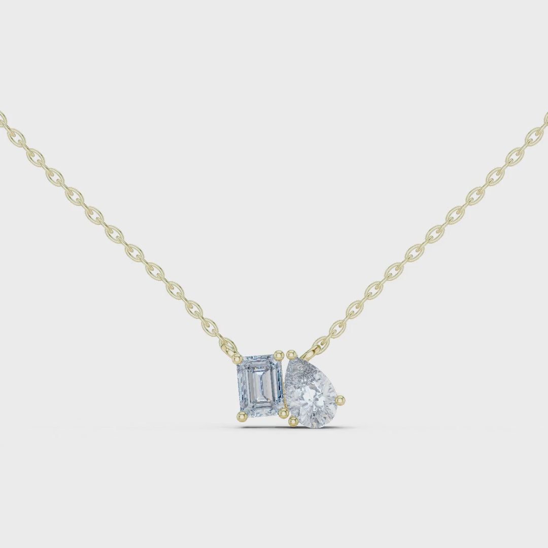 MJP39 - Dual Emerald & Pear Gem Duo Pendant