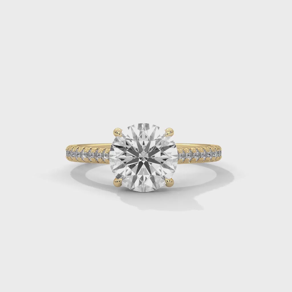MJBS23 - Four-Prong Round Stone Pavé Accent Ring