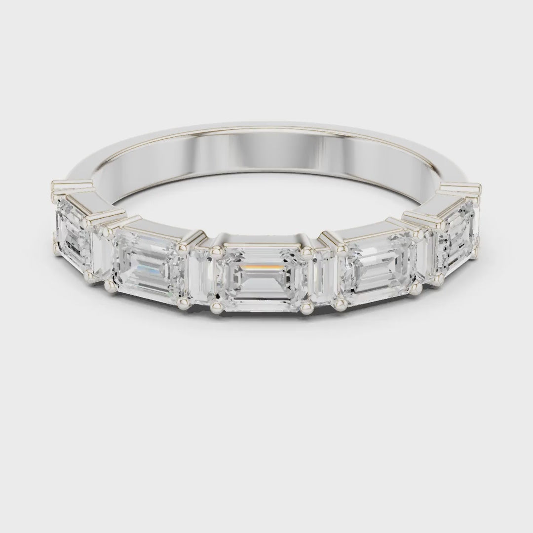 MJET047 - East-West Emerald and Baguette Cut Half Eternity Ring