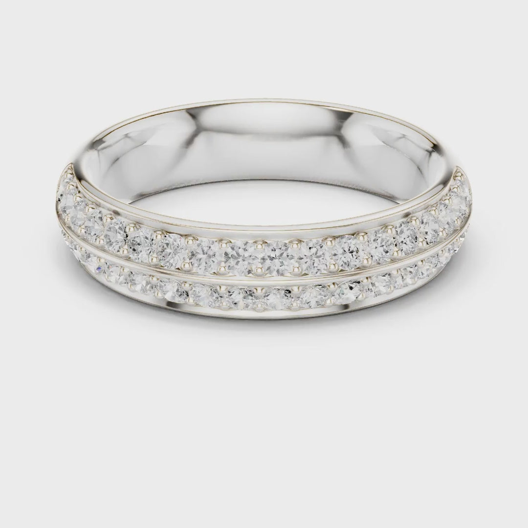 MJET010 - Elegant Parallel Row Shared Prong Wedding Band