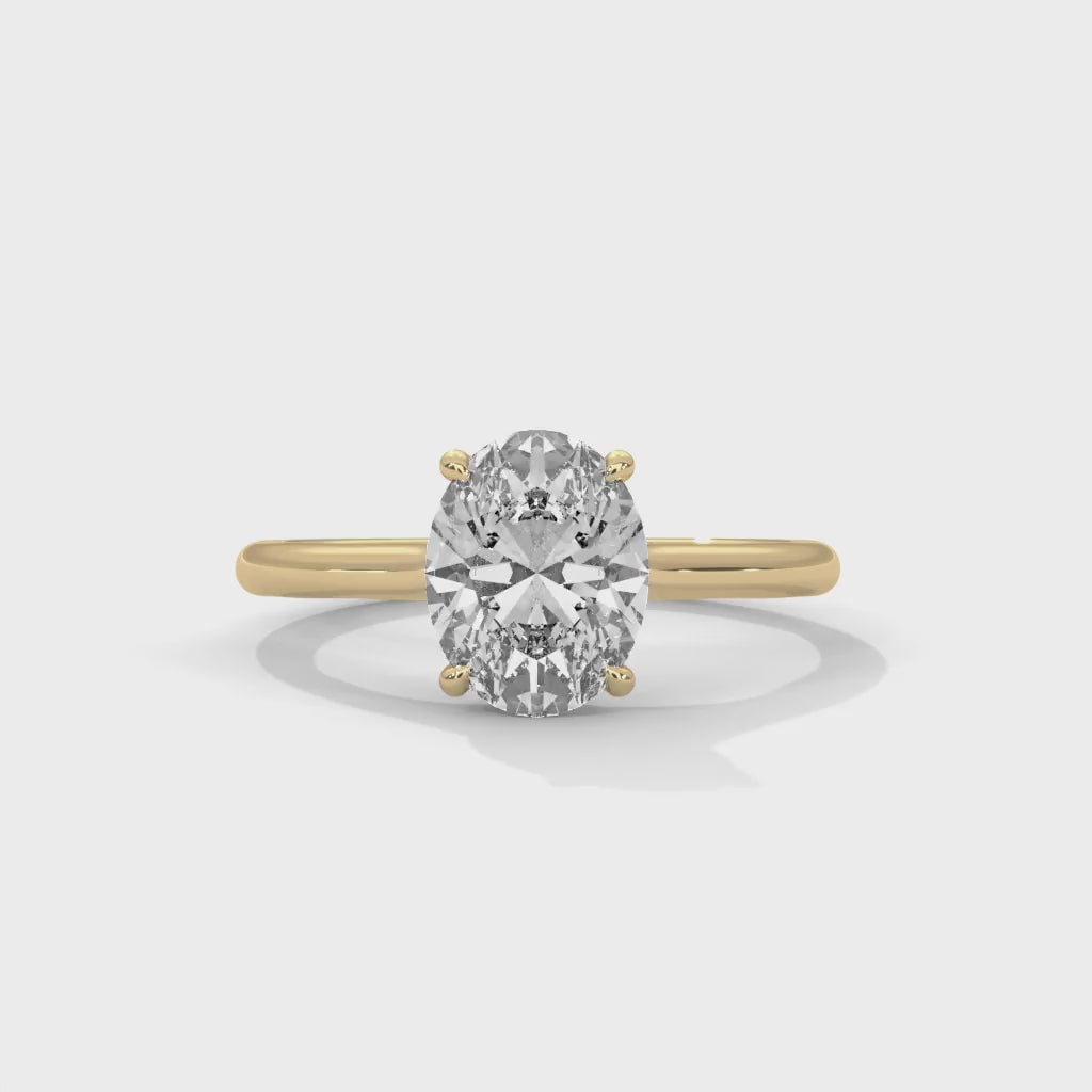MJBS7 - Oval Solitaire Engagement Ring with Polished Band