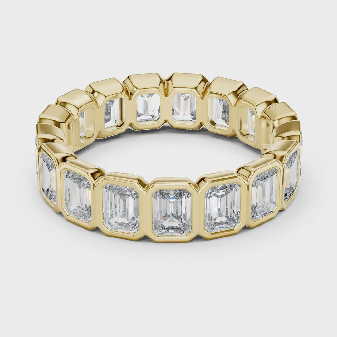 MJET027 - Emerald Cut Bezel Set Full Eternity Ring